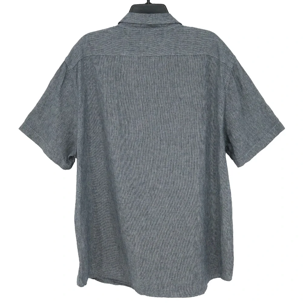 Banana Republic Shirt Mens XL Slim Fit Gray Linen Cotton Blend Button Up Casual